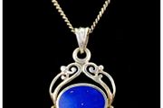 Sterling Silver Filigree Llapis Lazuli Pendant Necklace