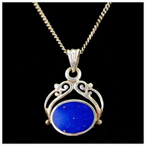 Sterling Silver Filigree Llapis Lazuli Pendant Necklace