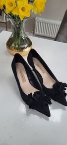 ZARA black satin ruffle kitten heels Sz 40 (Fit 7-7.5UK) - Rrp 59.99