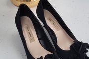 ZARA black satin ruffle kitten heels Sz 40 (Fit 7-7.5UK) - Rrp 59.99