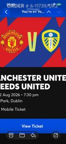 Leeds Utd V Man Utd ticket