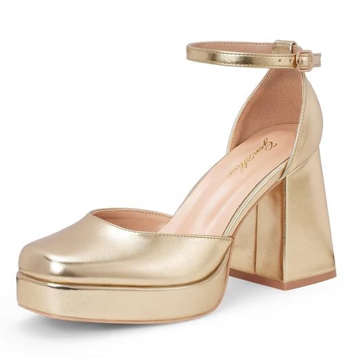 Brand New Women's Platform Chunky Heel Pumps 10CM Closed Toe Ankle Strap