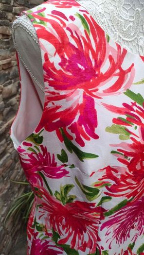 Damart white and pink floral summer dress M L Postage included