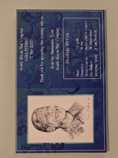Nelson Mandela R5 Coin 2000  SA Mint Gala Edition  Signed by F.W. de Klerk