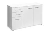 Cabinet Storage 2 Door 4 Drawer-Unit Free Standing Cupboard Chest Organizer Solid Wood (White)