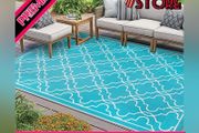Outdoor Rugs for Patio 120x180cm Garden Rugs Outdoor Reversible RV Camping Mat Lightweight Plastic Straw Rug Portable Outdoor Area Rug for Picnic Porch Deck Backyard BBQ Beach Aqua Blue FREE SHIPPING