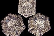 set of 3 moulded glass castor cups for piano feet