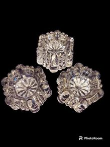 set of 3 moulded glass castor cups for piano feet