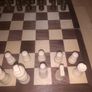 Wooden foldable chess set w checker pieces Image 4