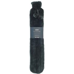 New Long Faux Fur Hot Water Bottle - Charcoal