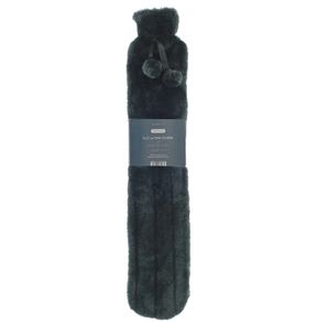 New Long Faux Fur Hot Water Bottle - Charcoal