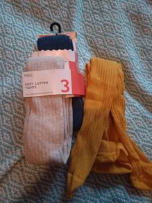 M&S soft cotton tights, 11-12 yrs, pack of 3