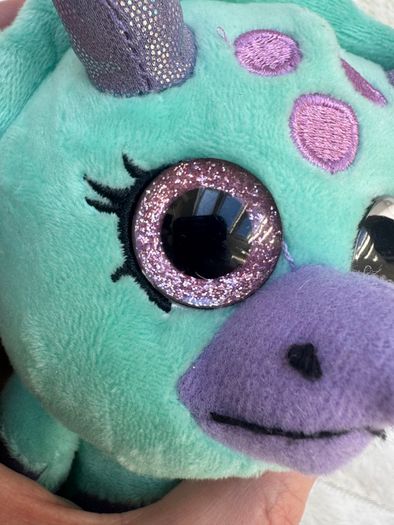 Popetz Triceratops Dinosaur Jumping Plush Toy Sot Teal Purple NO Sounds Eolo Toys Used Please see photos