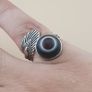 Lot Of 2 Vintage Suliemani Eye Agate Brass Rings Image 2