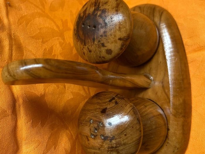 Vintage Mushroom shape salt and pepper shakers on stand