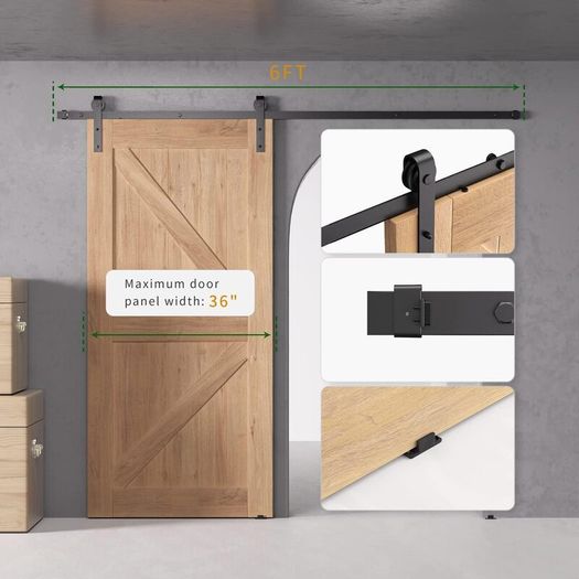 6FT Sliding Barn Door Hardware Kit