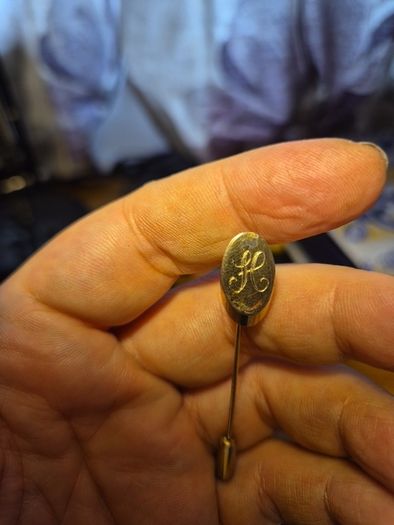 Vintage Monogram H Gold Tone Stick Pin Lapel Hat Coat Jacket Scarf