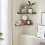 Floating Shelves, Set of 2, L-Shaped Corner Shelves for Wall, Corner Wall Shelf, Industrial Style, for Living Room, Bedroom, Kitchen, Rustic Brown and Black Image 5