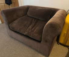Habitat Velvet Loveseat, 1.5 Seater Sofa, Armchair, Brown