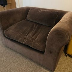 Habitat Velvet Loveseat, 1.5 Seater Sofa, Armchair, Brown