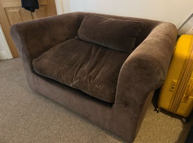 Habitat Velvet Loveseat, 1.5 Seater Sofa, Armchair, Brown
