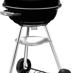 BBQ Grill with Porcelain-Enamelled Lid & Bowl, Tripod Stand & Wheels, Chromed Grill Grate Black