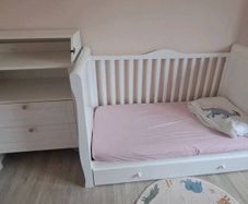Sledge Cot Bed and Changing Table with storage
