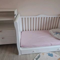 Sledge Cot Bed and Changing Table with storage