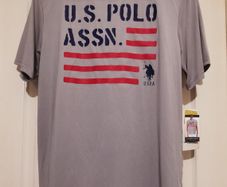 US Polo Assn T Shirt American Flag Assassin Grey Size Medium Brand New With Tags