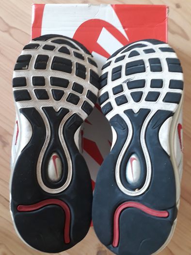 Nike Air Max 97 Silver Bullet (GS) Size UK-5.5/EUR-38.5 918890-001 Metallic Silver/Varsity Red-White-Black-2016