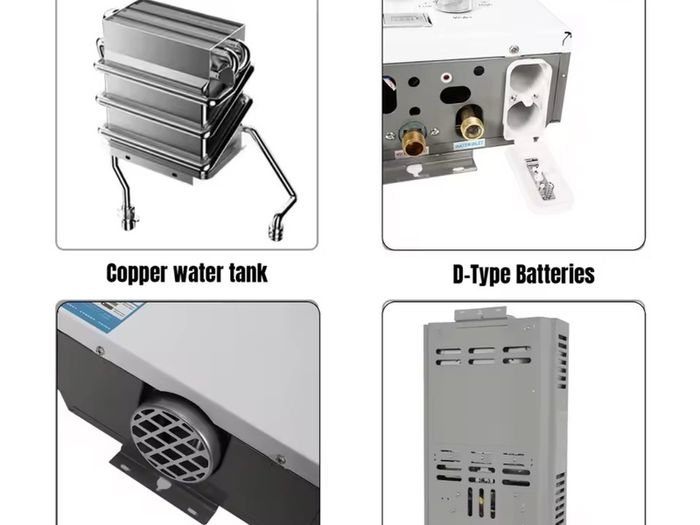 12KW LPG Instant Water Heater 6L/min Stainless Steel Tankless Propane Boiler with CE for Home Camping Outdoor Use