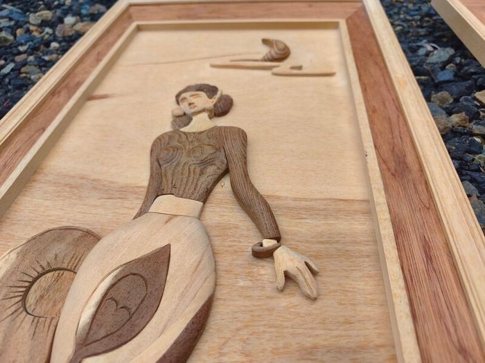 Pair of Decorative Wooden Marquetry Panels