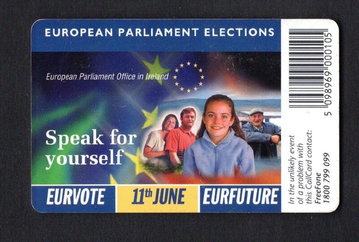 1999 Ireland 10 unit to encourage people to vote in the 11th of June 1999 European General Elections (Schlumberger SC7) Call Card Used