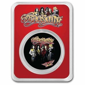 2023 Niue 2 Dollars 1 oz Silver Bullion Coloured Coin - The Aerosmith Band 50th Anniversary BU. Slab.