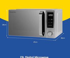 Digital Microwave 23 Litre 900W Stainless Steel with 8 Auto Cook Menus & Defrost Function, 5 Power Levels, Integrated Timer, Mirror Door & Easy Clean