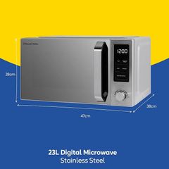 Digital Microwave 23 Litre 900W Stainless Steel with 8 Auto Cook Menus & Defrost Function, 5 Power Levels, Integrated Timer, Mirror Door & Easy Clean