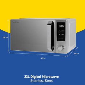 Digital Microwave 23 Litre 900W Stainless Steel with 8 Auto Cook Menus & Defrost Function, 5 Power Levels, Integrated Timer, Mirror Door & Easy Clean
