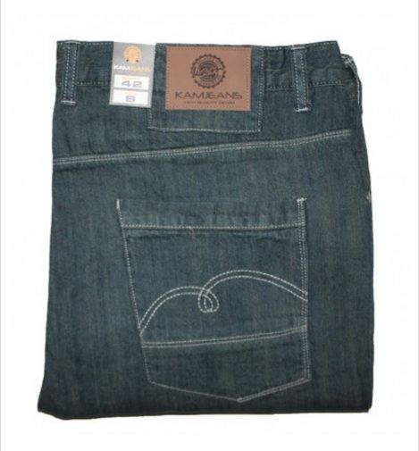 KAM Jeanswear "Stark" Mid Blue Distressed Relaxed Fit Jeans - Size 46R - (Brand New & Tagged)
