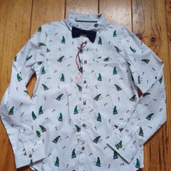 BNWT Age 11-12 Christmas Shirt and Dickie Bow