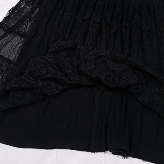 Miss June Black Floral Lace & Sheer Polka Dot Mesh Tiered Sleeveless Midi Dress 12UK/40EU