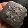 Vintage Floral Powder Compact  Silver-Tone Metal Image 2