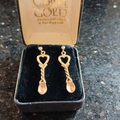 Rare Welsh Clogau 9ct Rose Gold Lovespoon Earrings