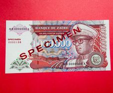 Zaire. One  Million   Zaires  1993 ( Specimen )  Scarce. Mb0000000a  Pick  45as  ( Uncirculated)
