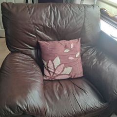 Leather couch & 2 armchairs