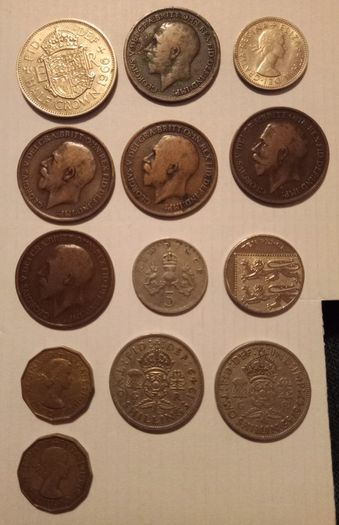 Collection of Vintage British Pre-Decimal Coins (George V to Elizabeth II)