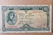 1 Pound Lady Lavery 1/9/44 E (war Code) Irish Note