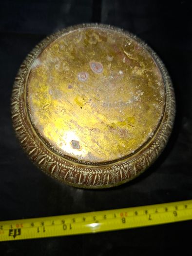 Antique Brass Planter Pot with Detailed Floral Engravings, Postage Available