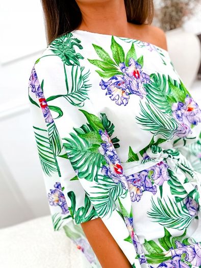 Floral Dress, Green And Purple