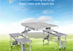 Aluminum Folding Camping Picnic Table with Stools Set