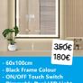 LED Bathroom Mirror 60x100cm Black Frame Antifog Dual LED Damaged Corner Image 2